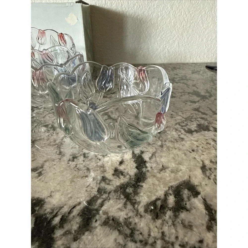 Vintage Mikasa Tivoli Glass Tulips Serving Bowls 5